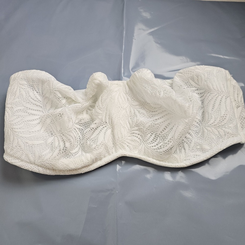 Delimira Women Bra 38C White Floral Strapless Underwired Lace Bridal or Everyday